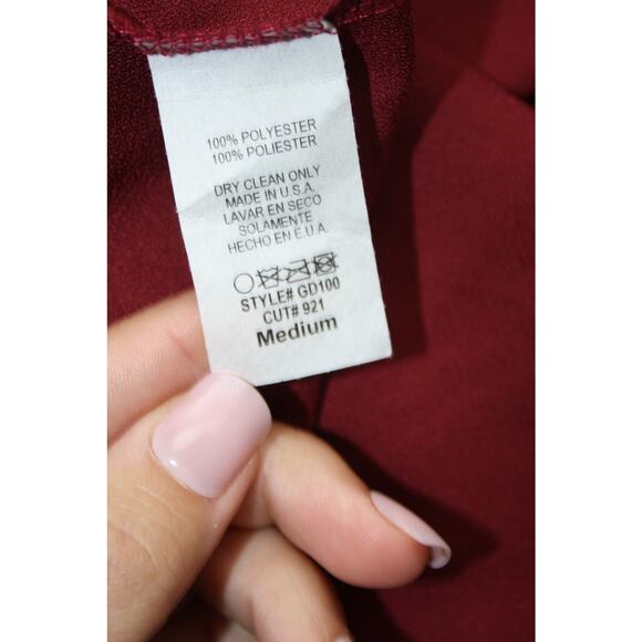Goldspark Women's Medium Burgundy Dress Pockets Off the Shoulder Flare Sleeves - Picture 9 of 11